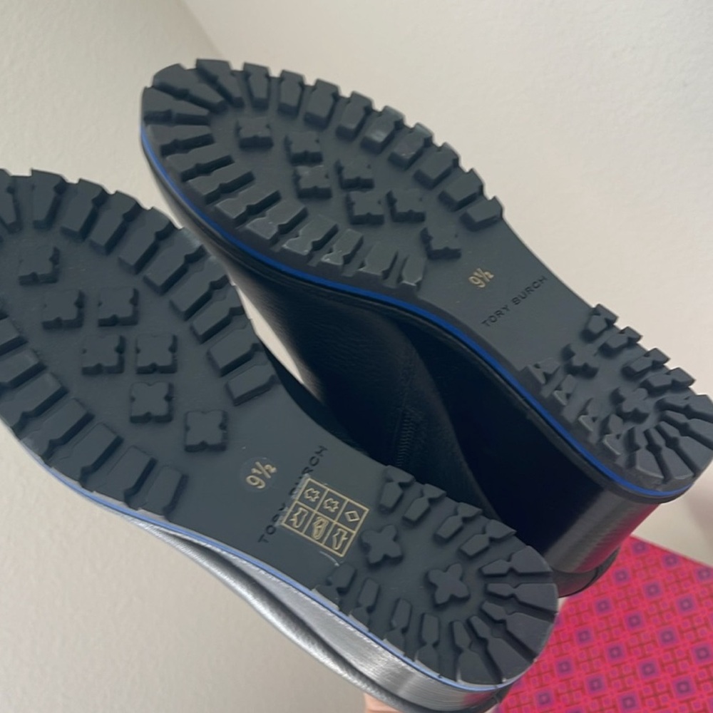 Tory Burch Black and Blue Wedge Boots - Picture 7 of 7